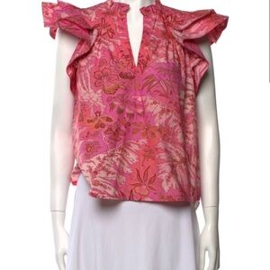 Ulla Johnson Pink and Orange Floral Blouse